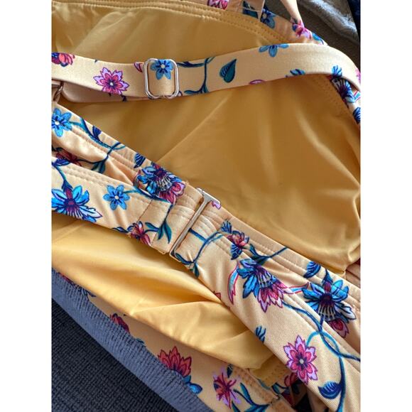 Modcloth Santa Barbara Saturday Floral Bikini Swim Top Yellow Retro Pinup 2X NWT - Picture 5 of 7